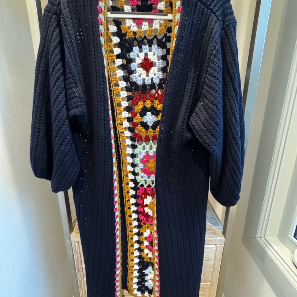 Anthropologie Multicolor Crochet Kimono one size - Picture 2 of 8